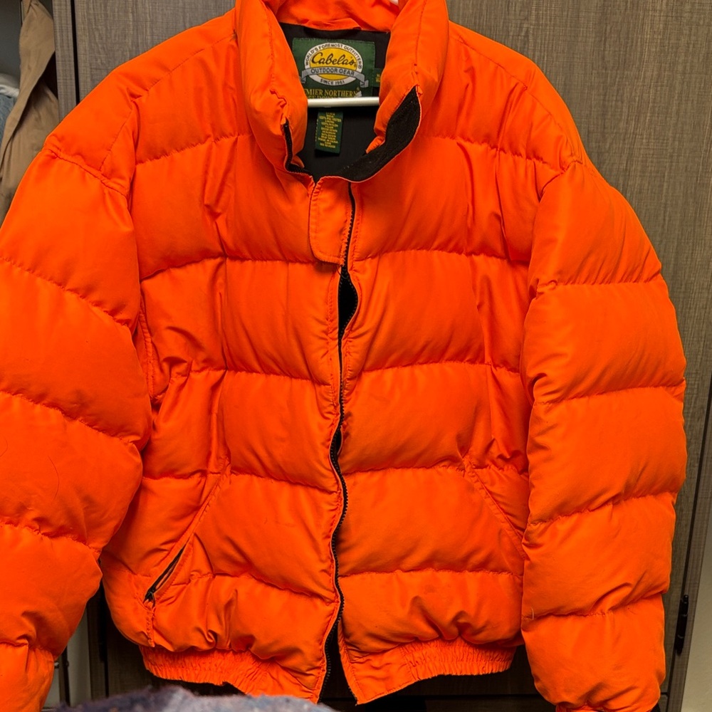 Cabela's Bold Orange Puffer Jacket - Goose Down Coat
